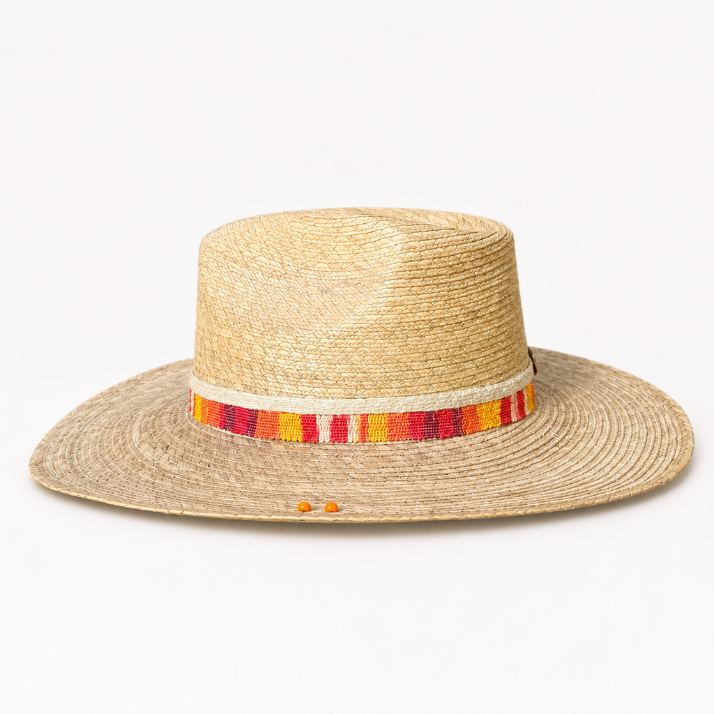 Sunset Canyon Natural Straw Fedora with Woven Band Bohemian Atelier Collection