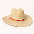 Sunset Canyon Natural Straw Fedora with Woven Band Bohemian Atelier Collection