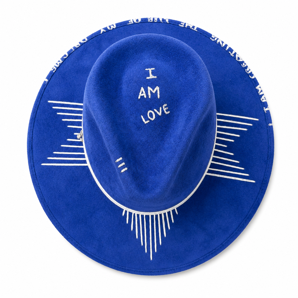 I Am  – Navy Blue Hand-embroidered luxury fedora