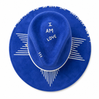 I Am  – Navy Blue Hand-embroidered luxury fedora