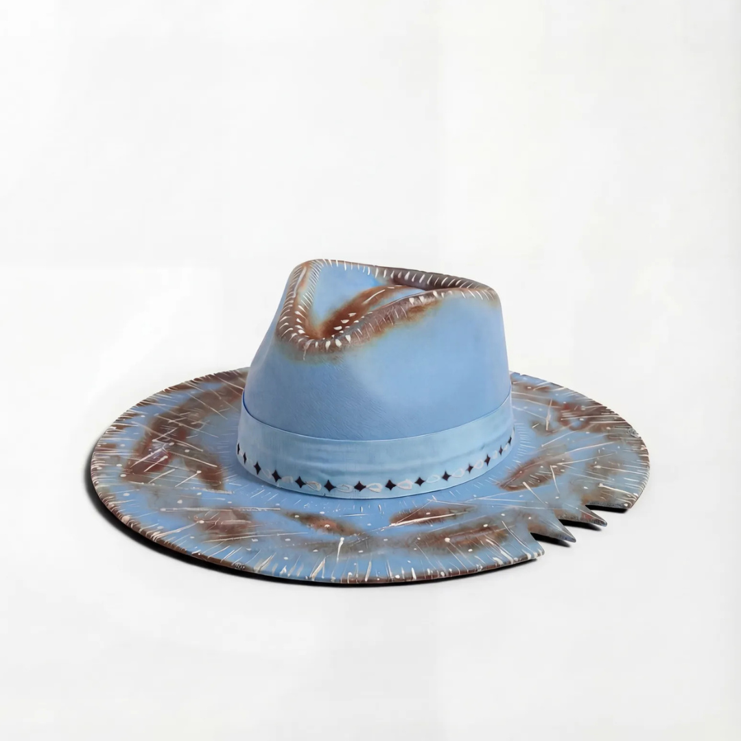 Hand-painted luxury fedora – Blue Eclipse